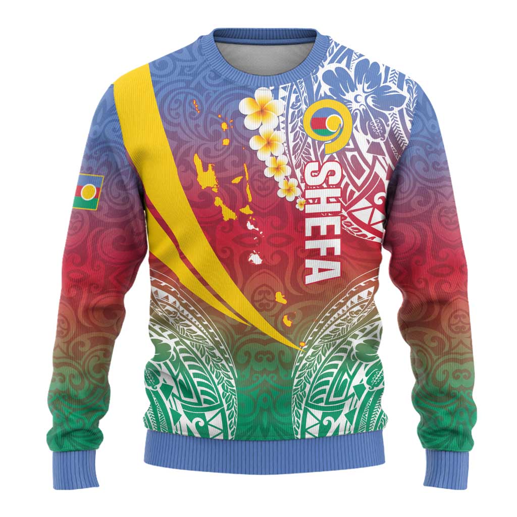 Shefa Province Ugly Christmas Sweater Vanuatu Pattern Map - Plumeria Flag Color