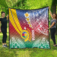 Shefa Province Quilt Vanuatu Pattern Map - Plumeria Flag Color LT14 - Polynesian Pride