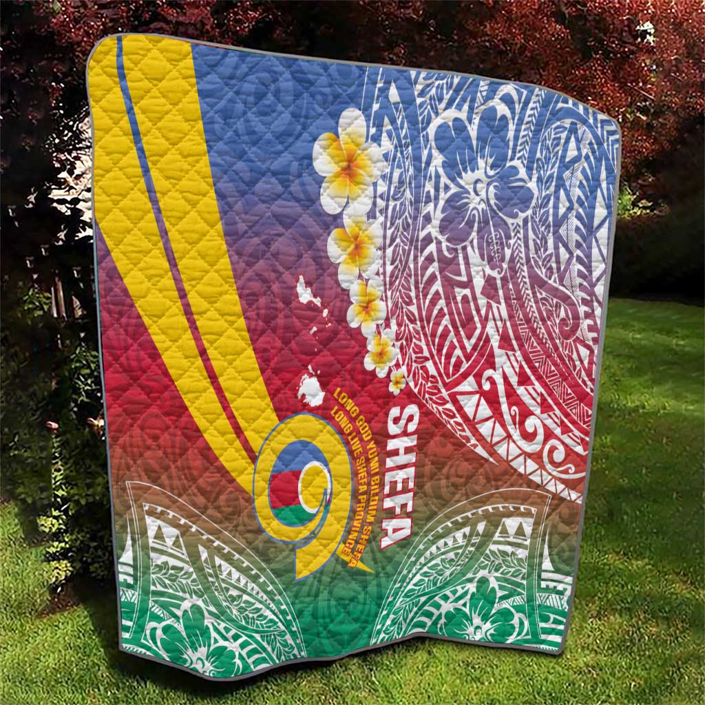 Shefa Province Quilt Vanuatu Pattern Map - Plumeria Flag Color LT14 - Polynesian Pride
