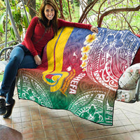 Shefa Province Quilt Vanuatu Pattern Map - Plumeria Flag Color LT14 - Polynesian Pride