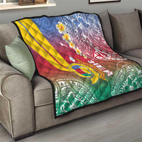 Shefa Province Quilt Vanuatu Pattern Map - Plumeria Flag Color LT14 - Polynesian Pride