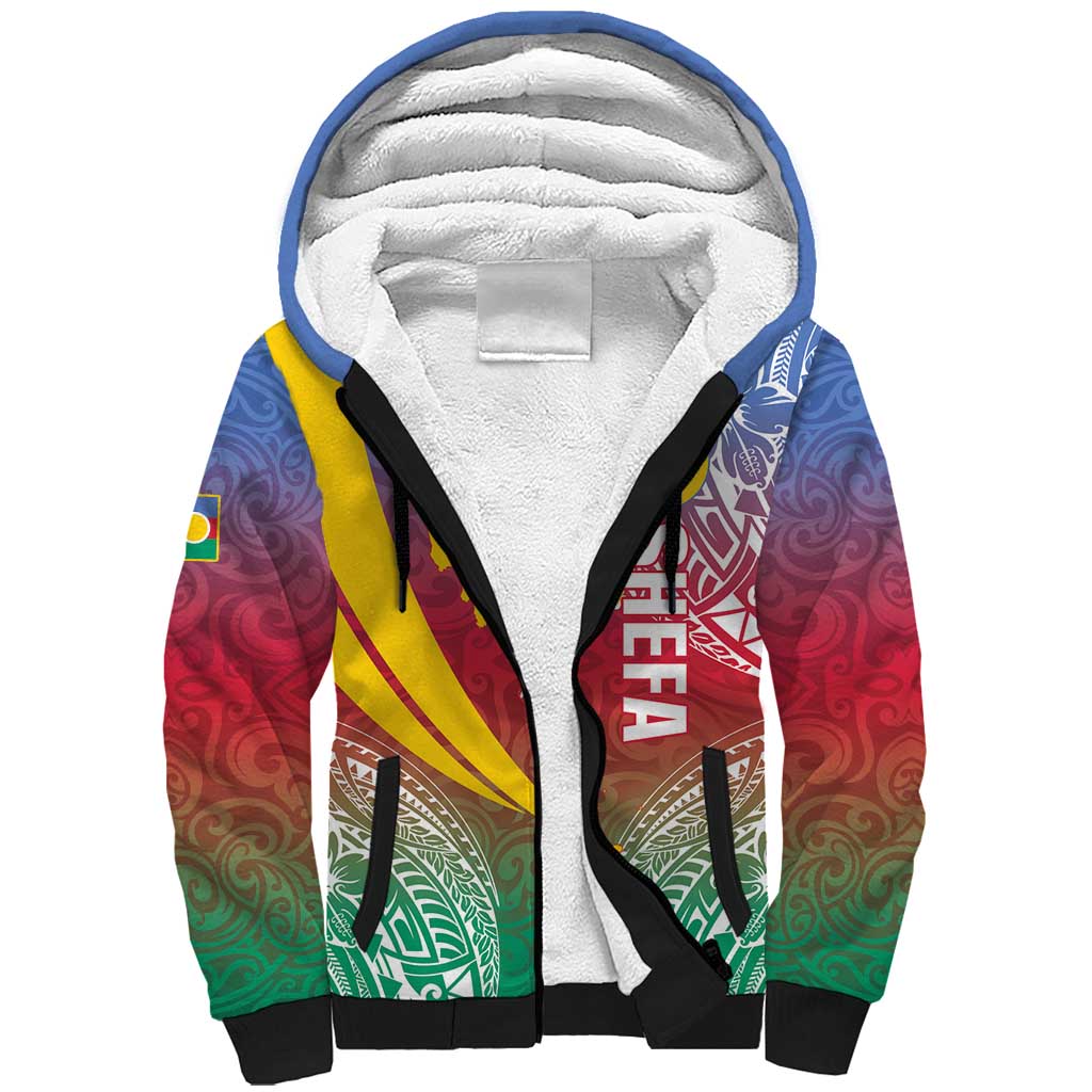 Shefa Province Sherpa Hoodie Vanuatu Pattern Map - Plumeria Flag Color