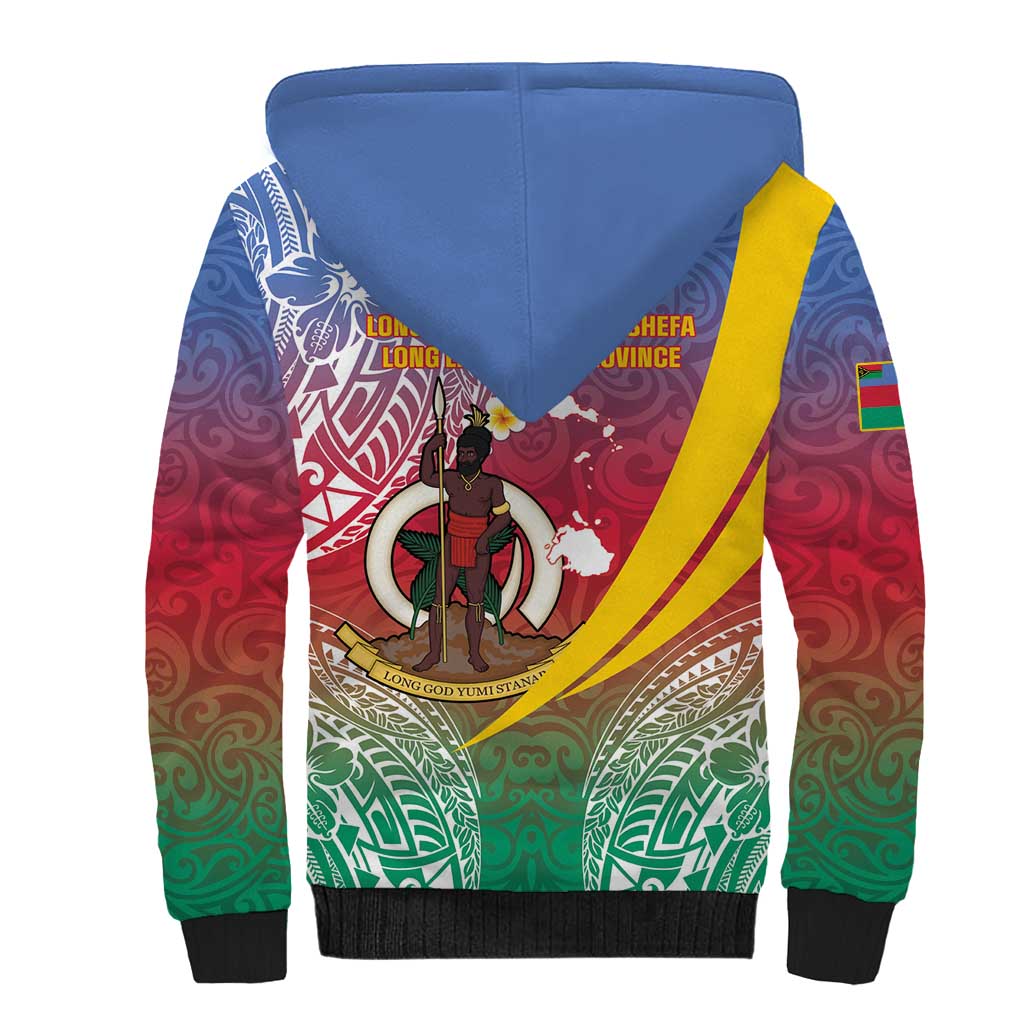 Shefa Province Sherpa Hoodie Vanuatu Pattern Map - Plumeria Flag Color