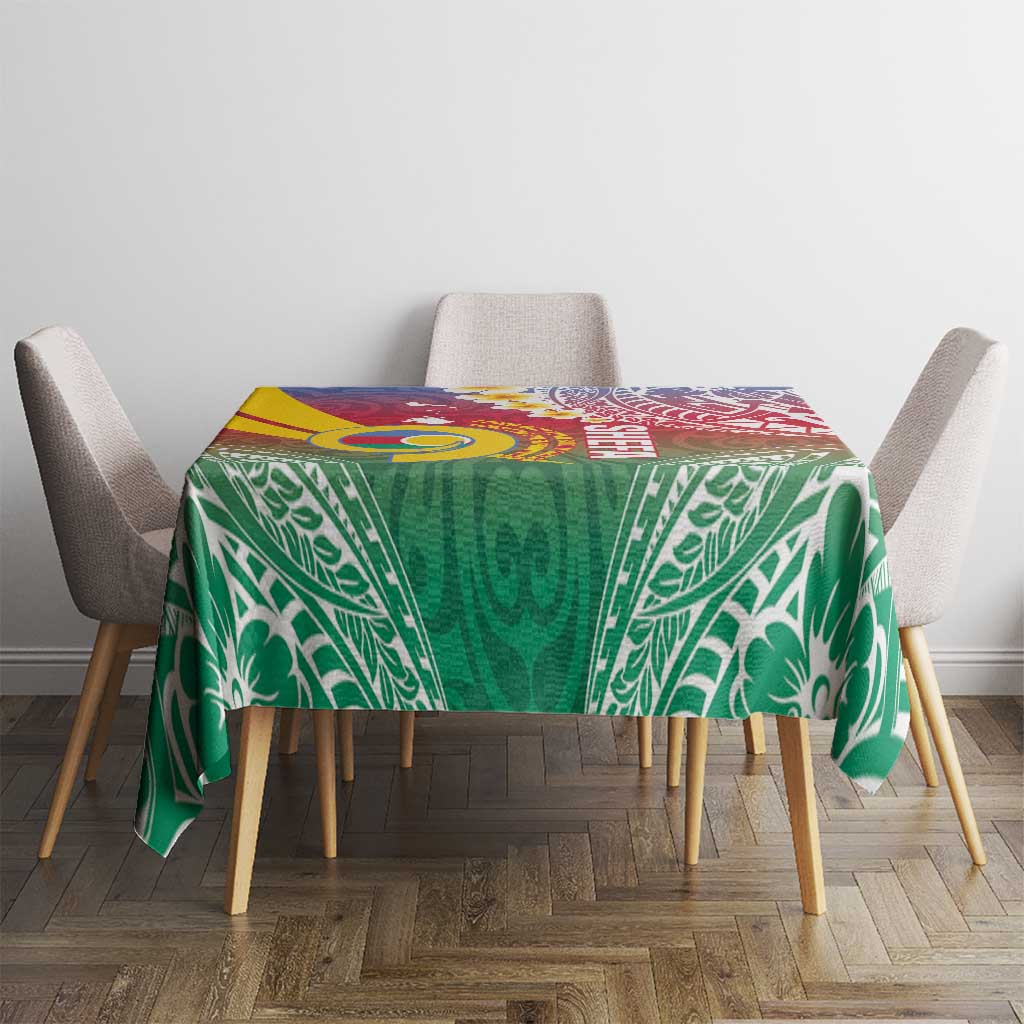 Shefa Province Tablecloth Vanuatu Pattern Map - Plumeria Flag Color LT14 - Polynesian Pride