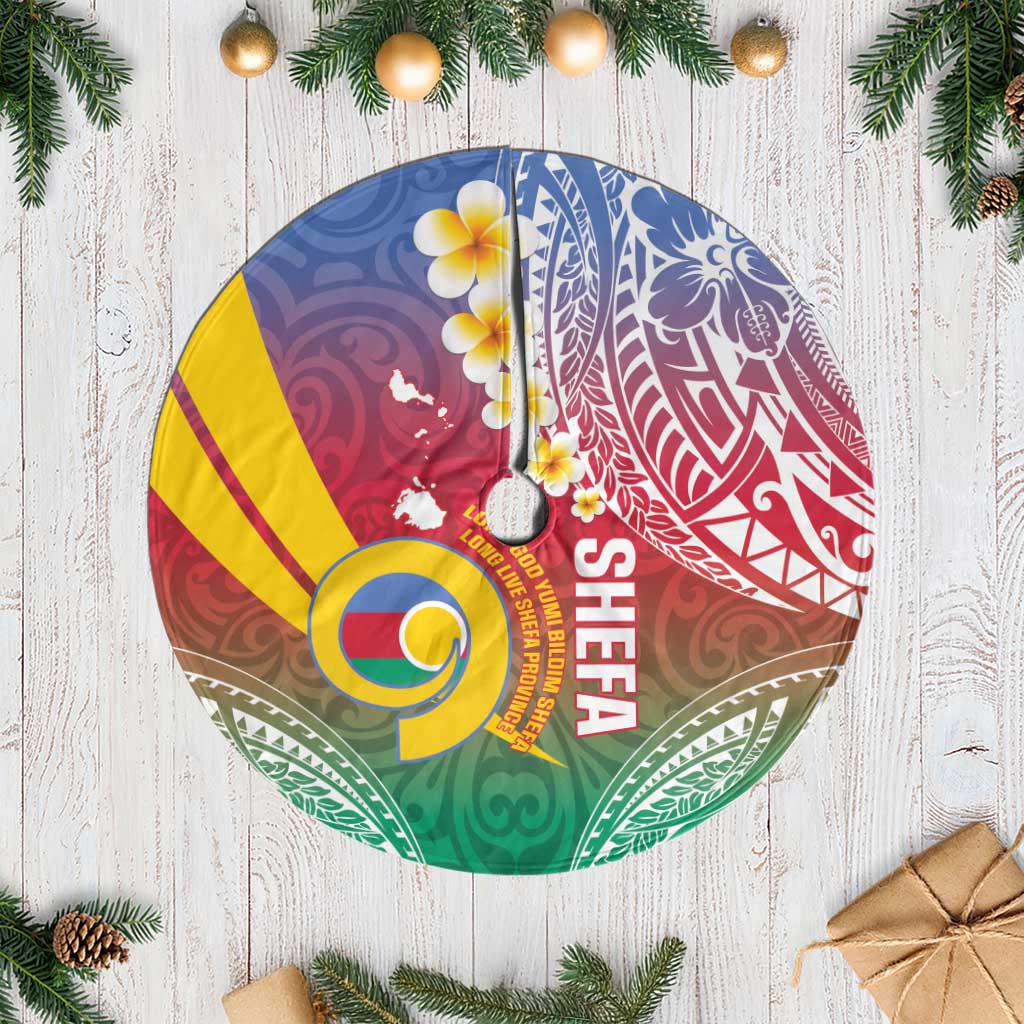Shefa Province Tree Skirt Vanuatu Pattern Map - Plumeria Flag Color LT14 Casual Red - Polynesian Pride
