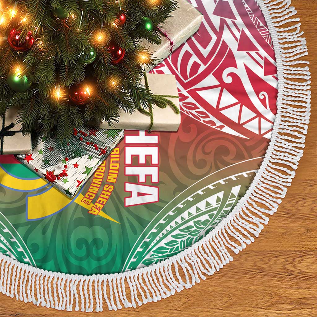 Shefa Province Tree Skirt Vanuatu Pattern Map - Plumeria Flag Color LT14 - Polynesian Pride