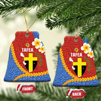 Tafea Province Ceramic Ornament Vanuatu Pattern Map - Plumeria Flag Color