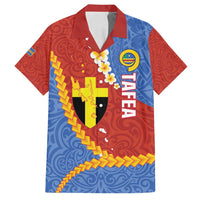 Tafea Province Family Matching Long Sleeve Bodycon Dress and Hawaiian Shirt Vanuatu Pattern Map - Plumeria Flag Color