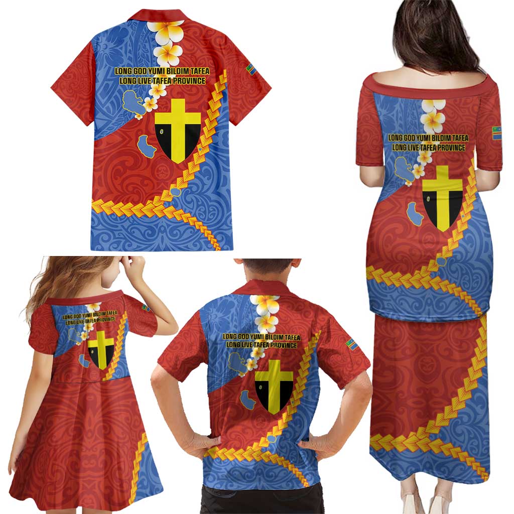 Tafea Province Family Matching Puletasi and Hawaiian Shirt Vanuatu Pattern Map - Plumeria Flag Color LT14 - Polynesian Pride