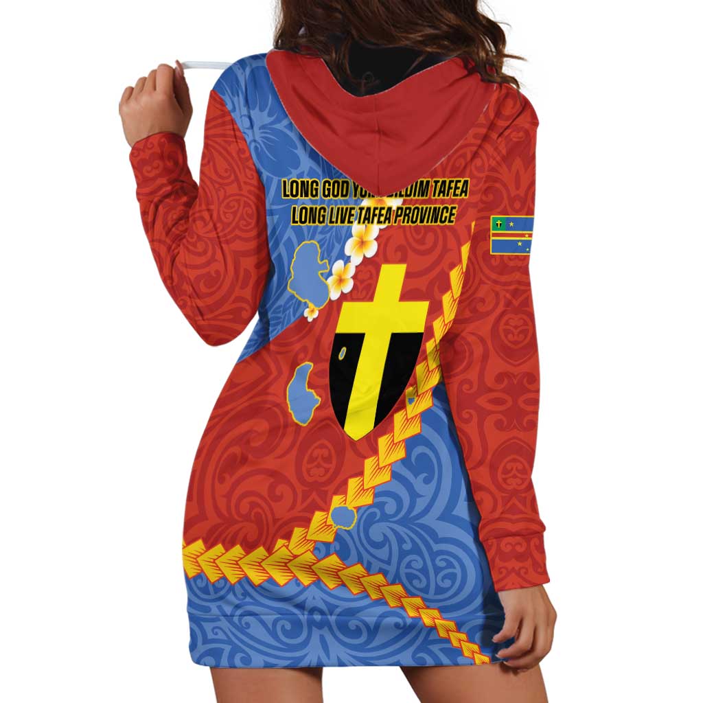 Tafea Province Hoodie Dress Vanuatu Pattern Map - Plumeria Flag Color