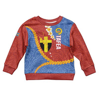 Tafea Province Kid Ugly Christmas Sweater Vanuatu Pattern Map - Plumeria Flag Color LT14 Kid Red - Polynesian Pride