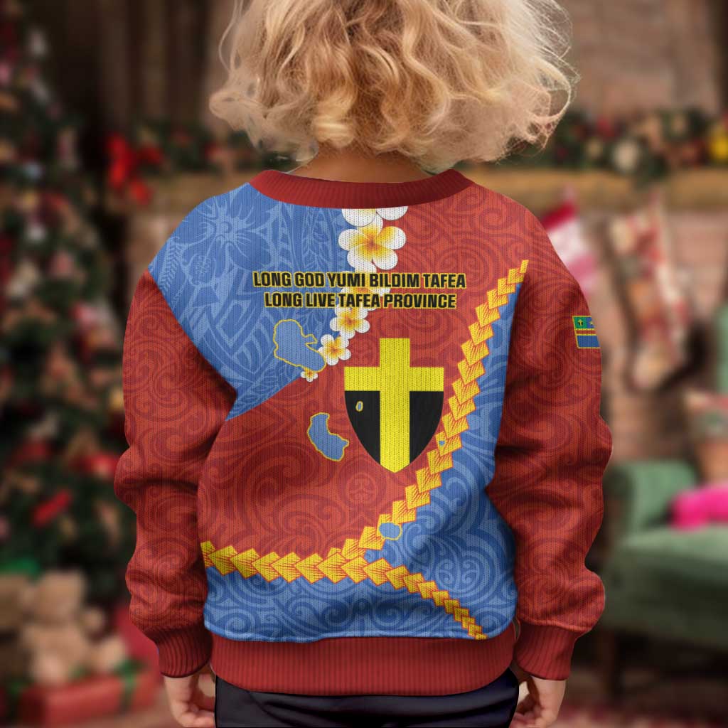 Tafea Province Kid Ugly Christmas Sweater Vanuatu Pattern Map - Plumeria Flag Color LT14 - Polynesian Pride