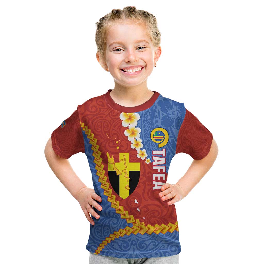 Tafea Province Kid T Shirt Vanuatu Pattern Map - Plumeria Flag Color LT14 Red - Polynesian Pride