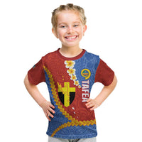 Tafea Province Kid T Shirt Vanuatu Pattern Map - Plumeria Flag Color LT14 Red - Polynesian Pride