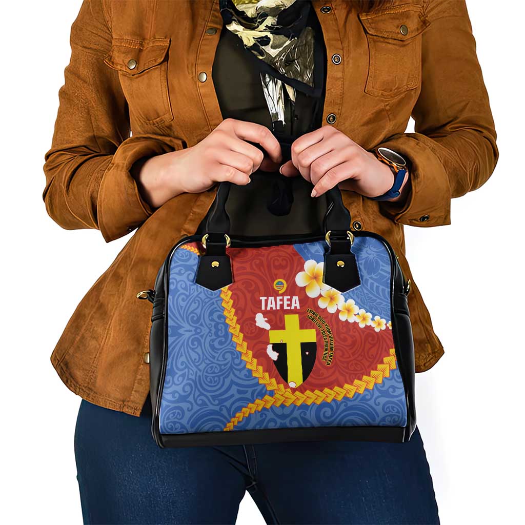 Tafea Province Shoulder Handbag Vanuatu Pattern Map - Plumeria Flag Color