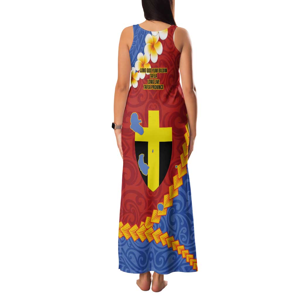 Tafea Province Tank Maxi Dress Vanuatu Pattern Map - Plumeria Flag Color