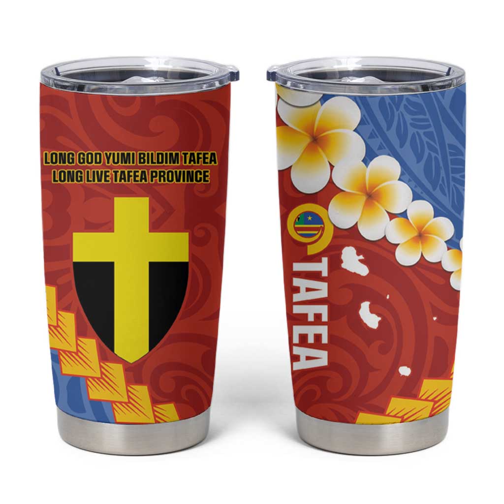 Tafea Province Tumbler Cup Vanuatu Pattern Map With Plumeria Flag Color