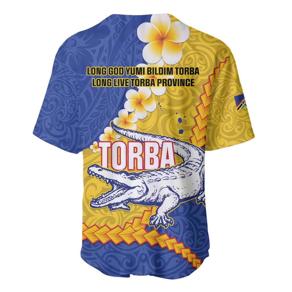 Torba Province Baseball Jersey Vanuatu Pattern Crocodile - Plumeria Flag Color LT14 - Polynesian Pride