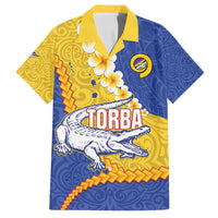 Torba Province Family Matching Long Sleeve Bodycon Dress and Hawaiian Shirt Vanuatu Pattern Crocodile - Plumeria Flag Color LT14 Dad's Shirt - Short Sleeve Yellow - Polynesian Pride