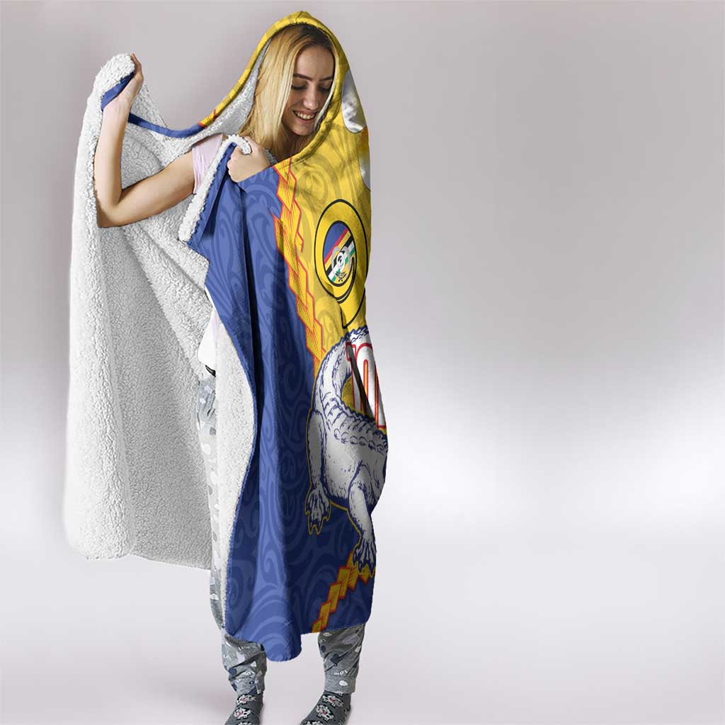 Torba Province Hooded Blanket Vanuatu Pattern Crocodile - Plumeria Flag Color