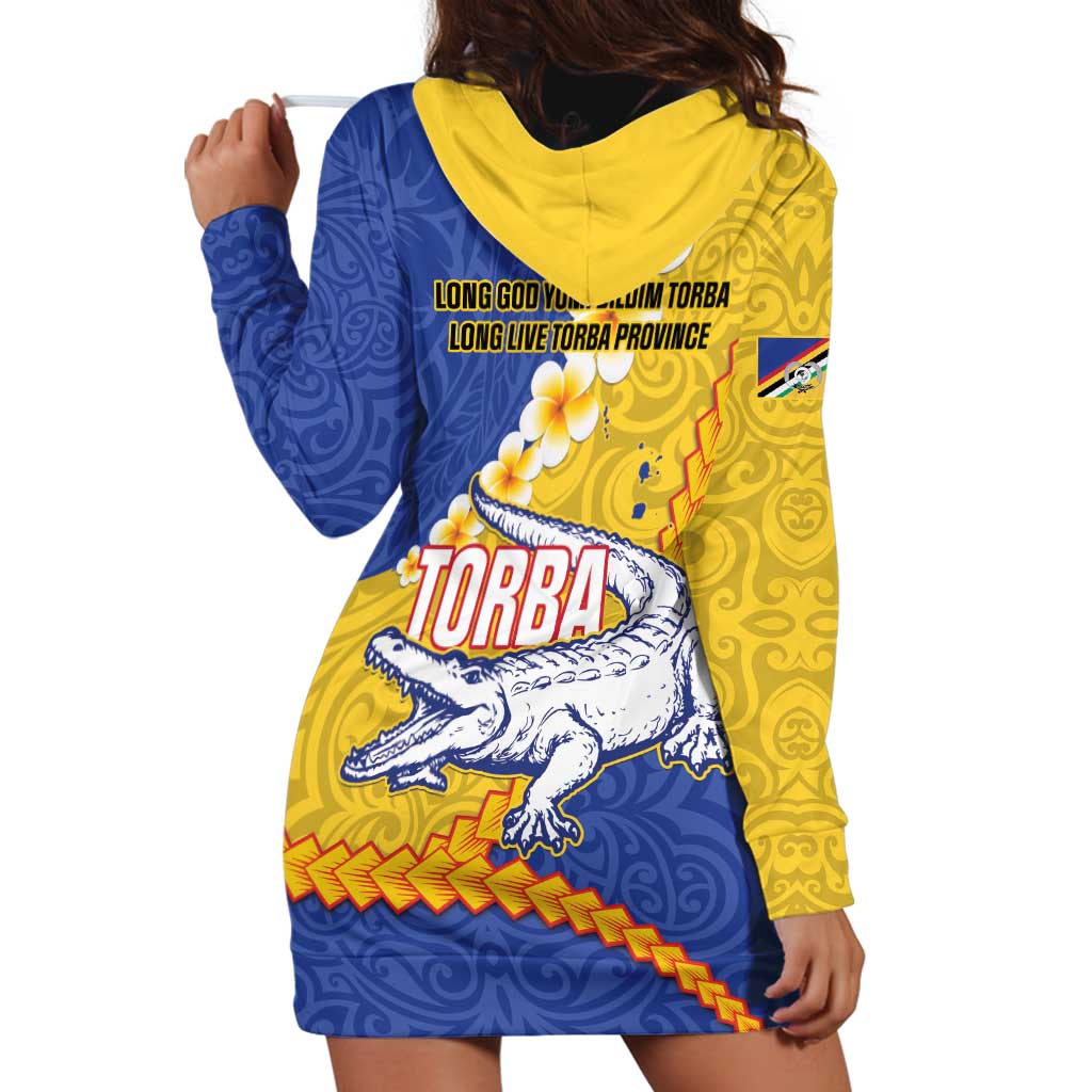 Torba Province Hoodie Dress Vanuatu Pattern Crocodile - Plumeria Flag Color