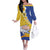 Torba Province Off The Shoulder Long Sleeve Dress Vanuatu Pattern Crocodile - Plumeria Flag Color