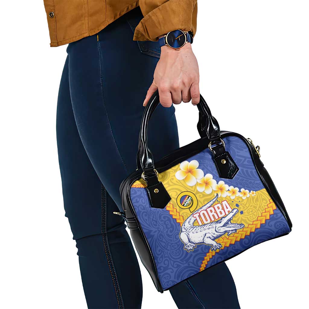 Torba Province Shoulder Handbag Vanuatu Pattern Crocodile - Plumeria Flag Color