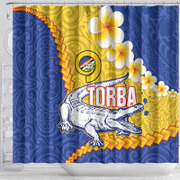 Torba Province Shower Curtain Vanuatu Pattern Crocodile - Plumeria Flag Color LT14 - Polynesian Pride