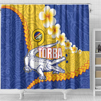Torba Province Shower Curtain Vanuatu Pattern Crocodile - Plumeria Flag Color LT14 - Polynesian Pride