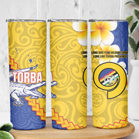 Torba Province Skinny Tumbler Vanuatu Pattern Crocodile With Plumeria Flag Color