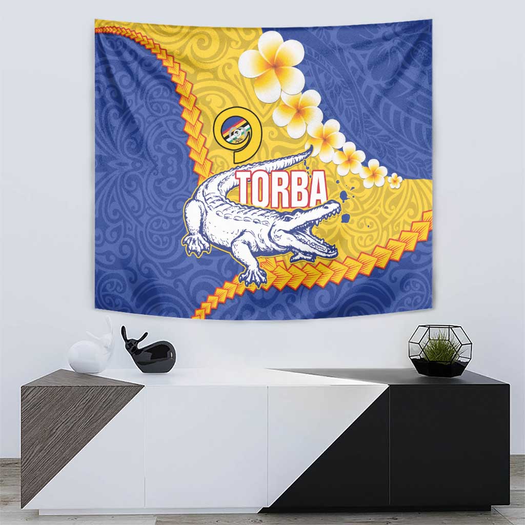 Torba Province Tapestry Vanuatu Pattern Crocodile - Plumeria Flag Color