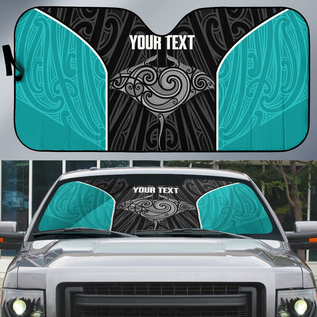 Custom New Zealand Stingray Oztag Auto Sun Shade Tag Rugby Maori Pattern Black Version