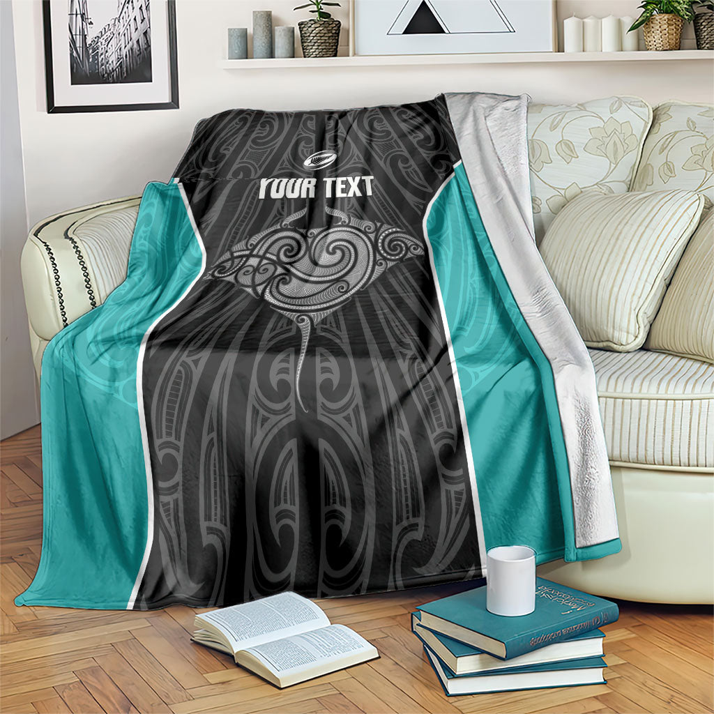 Custom New Zealand Stingray Oztag Blanket Tag Rugby Maori Pattern Black Version LT14 Black - Polynesian Pride