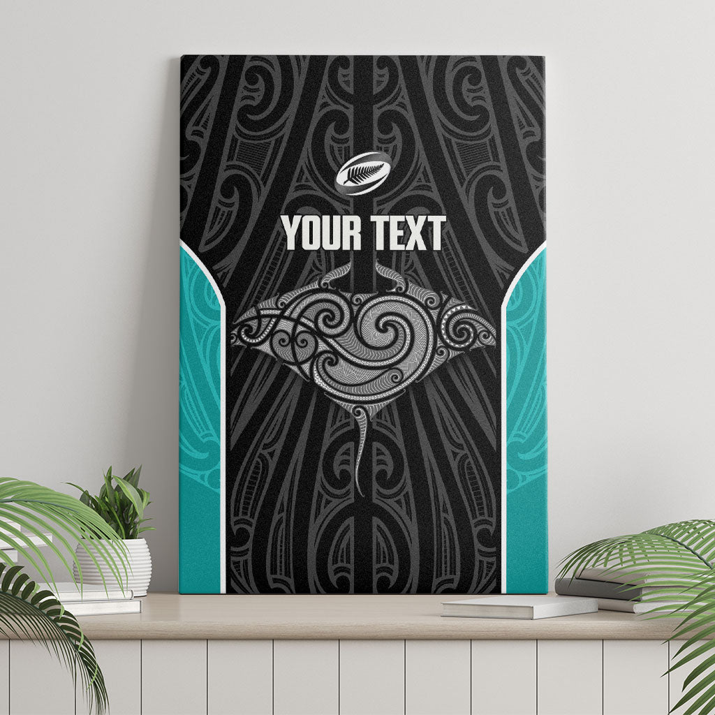 Custom New Zealand Stingray Oztag Canvas Wall Art Tag Rugby Maori Pattern Black Version LT14 - Polynesian Pride