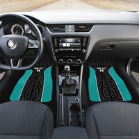 Custom New Zealand Stingray Oztag Car Mats Tag Rugby Maori Pattern Black Version LT14 Set 2pcs - Front Black - Polynesian Pride
