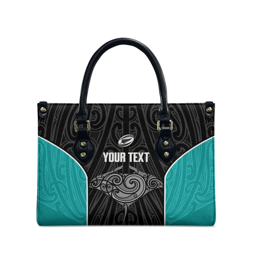 Custom New Zealand Stingray Oztag Leather Bag Tag Rugby Maori Pattern Black Version LT14 - Polynesian Pride