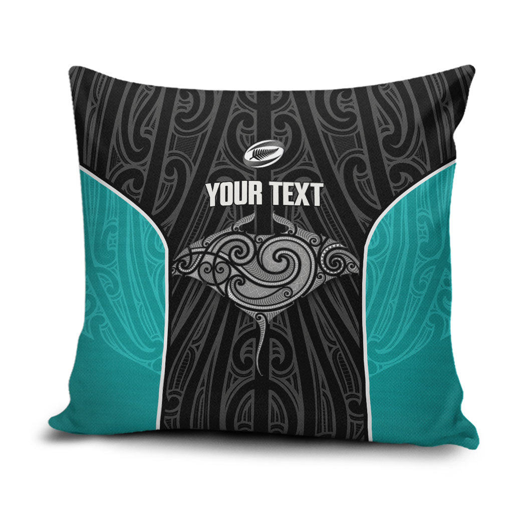 Custom New Zealand Stingray Oztag Pillow Cover Tag Rugby Maori Pattern Black Version LT14 Black - Polynesian Pride