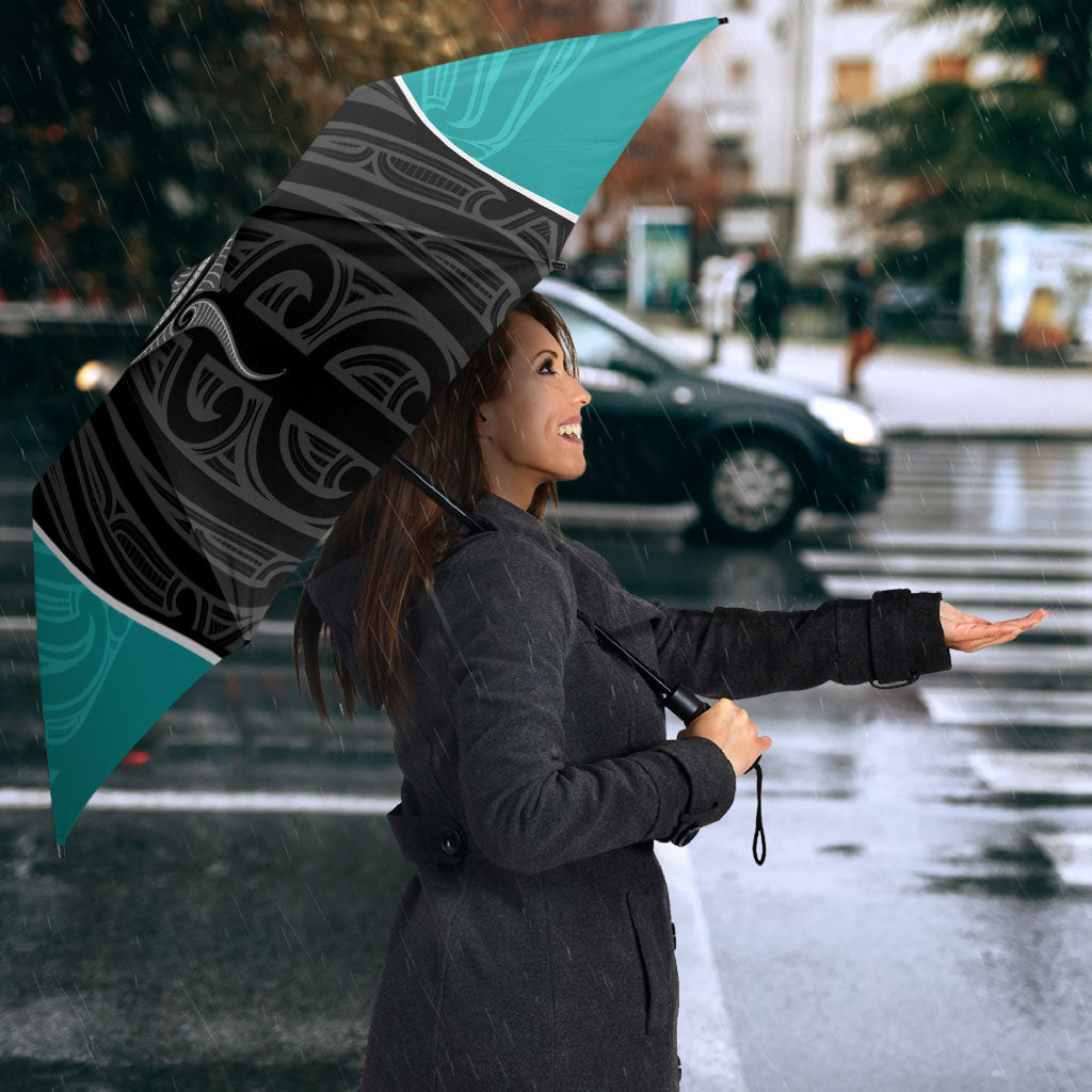 Custom New Zealand Stingray Oztag Umbrella Tag Rugby Maori Pattern Black Version LT14 - Polynesian Pride