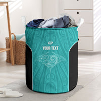Custom New Zealand Stingray Oztag Laundry Basket Tag Rugby Maori Pattern Teal Version LT14 Teal - Polynesian Pride