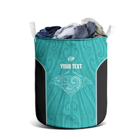 Custom New Zealand Stingray Oztag Laundry Basket Tag Rugby Maori Pattern Teal Version LT14 - Polynesian Pride
