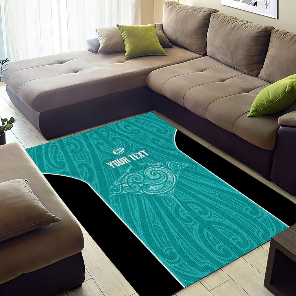 Custom New Zealand Stingray Oztag Area Rug Tag Rugby Maori Pattern Teal Version LT14 - Polynesian Pride
