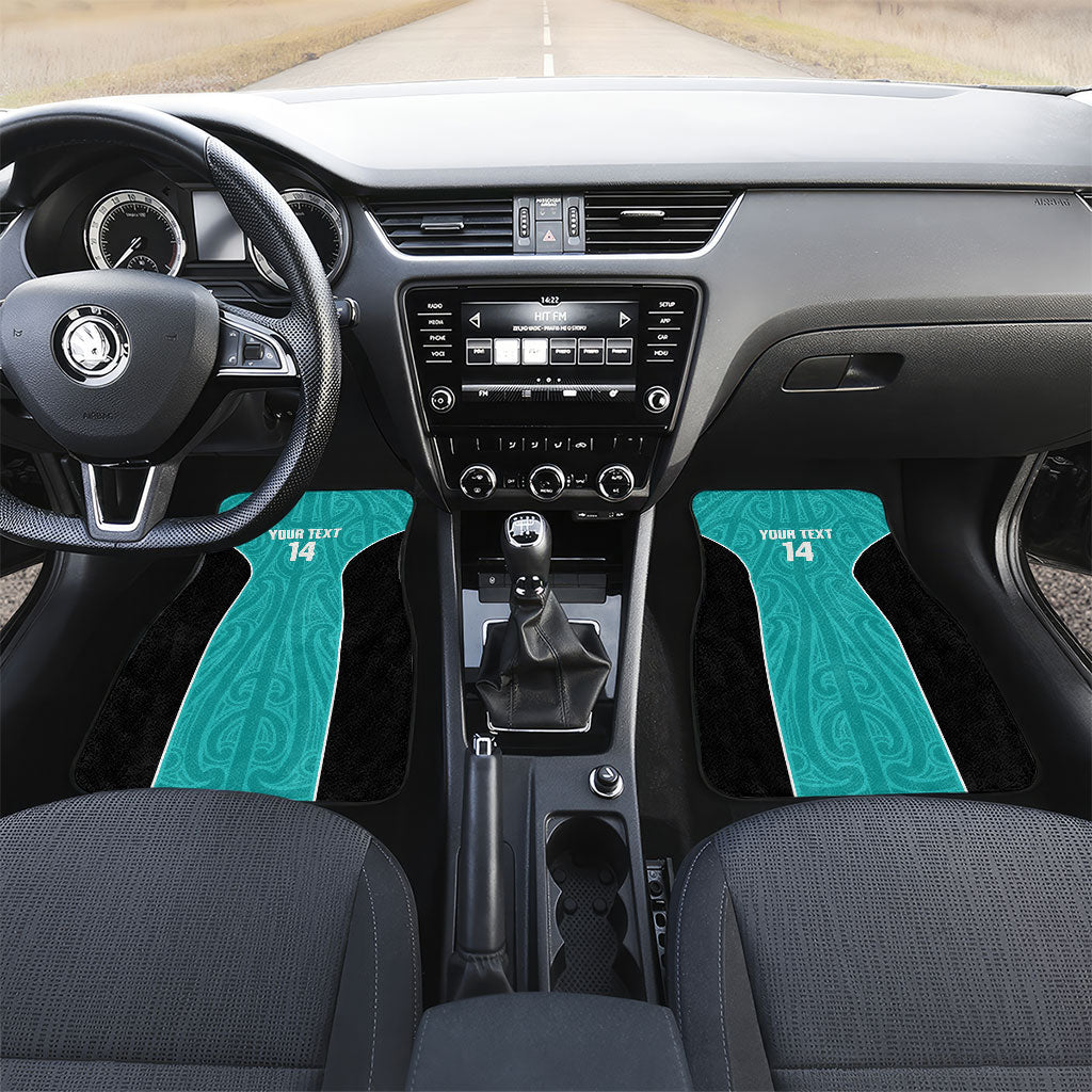 Custom New Zealand Stingray Oztag Car Mats Tag Rugby Maori Pattern Teal Version LT14 Set 2pcs - Front Teal - Polynesian Pride