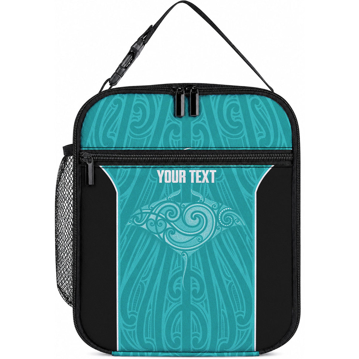 Custom New Zealand Stingray Oztag Lunch Bag Tag Rugby Maori Pattern Teal Version LT14 10.2 × 8.3 × 4.3 inch Teal - Polynesian Pride