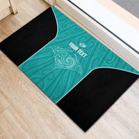 Custom New Zealand Stingray Oztag Rubber Doormat Tag Rugby Maori Pattern Teal Version LT14 - Polynesian Pride