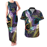 Personalized Polynesian Memorial Couples Matching Tank Maxi Dress and Hawaiian Shirt Dragonflies Appear When Angels Are Near LT14 Colorful - Polynesian Pride