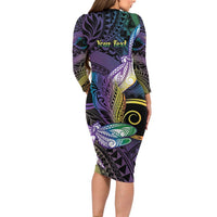 Personalized Polynesian Memorial Family Matching Long Sleeve Bodycon Dress and Hawaiian Shirt Dragonflies Appear When Angels Are Near LT14 - Polynesian Pride