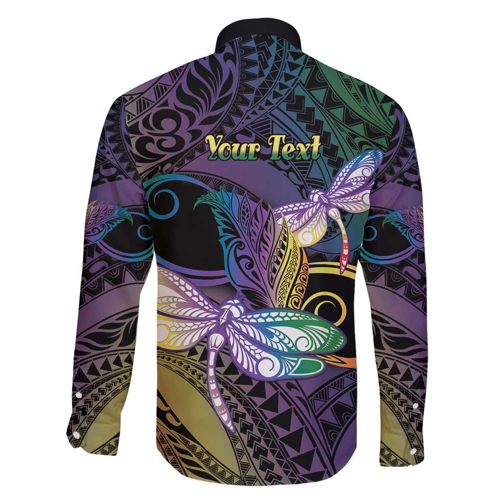 Personalized Polynesian Memorial Family Matching Tank Maxi Dress and Hawaiian Shirt Dragonflies Appear When Angels Are Near