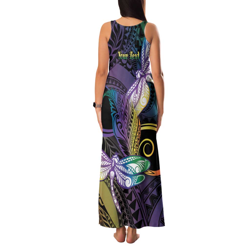 Personalized Polynesian Memorial Family Matching Tank Maxi Dress and Hawaiian Shirt Dragonflies Appear When Angels Are Near