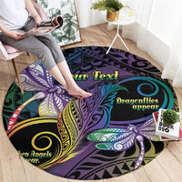 Personalized Polynesian Memorial Round Carpet Dragonflies Appear When Angels Are Near