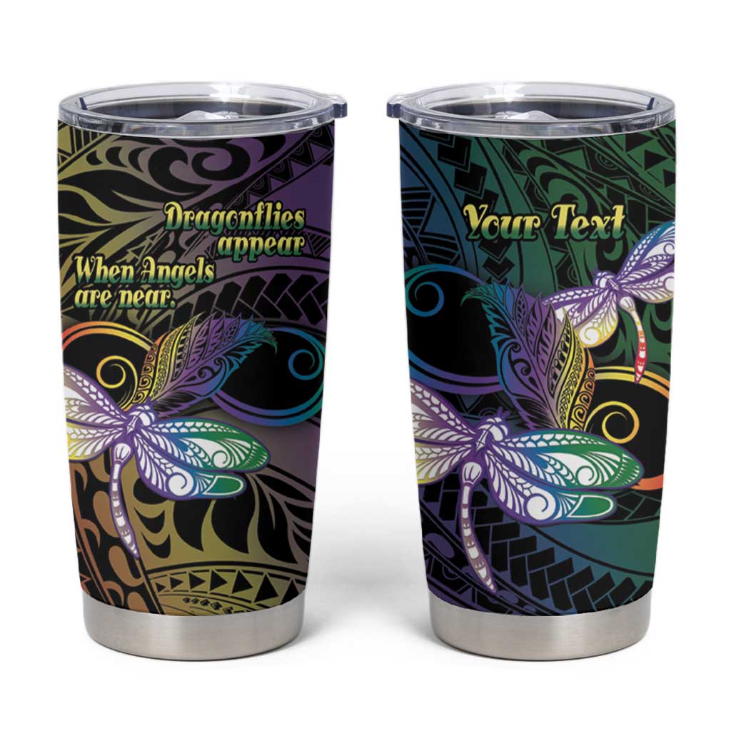 Personalized Polynesian Memorial Tumbler Cup Dragonflies Appear When Angels Are Near LT14 Colorful - Polynesian Pride